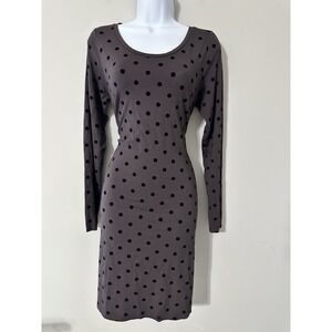Elemente Clemente Viscose Elastane Polka Dot Dress Taupe Black Lagenlook Size‎ M